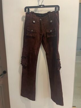 Brown Suede Cargo Pants - Jessie della femina